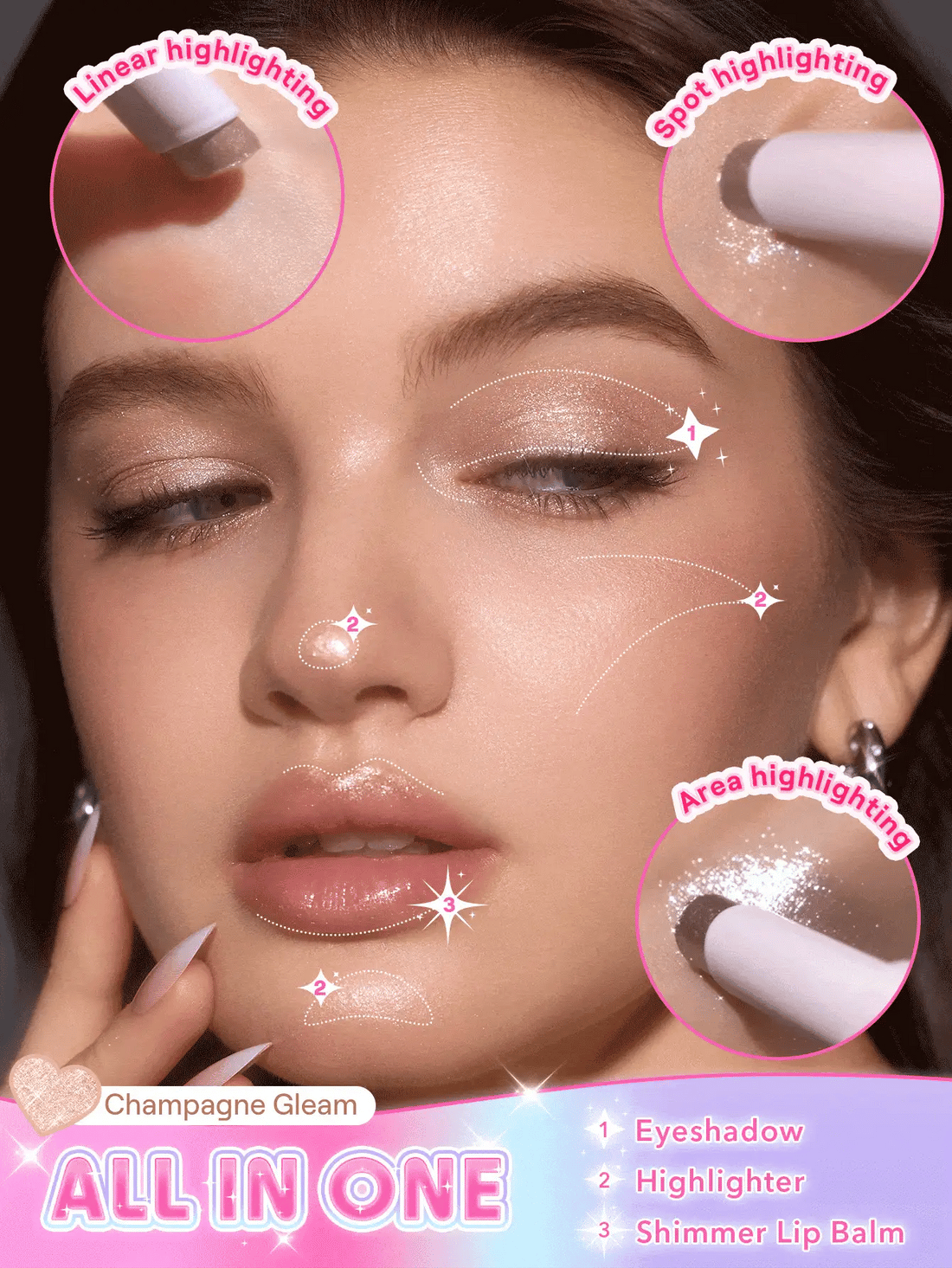 Joybright 2 in 1 highlighter and eyeshadow stick