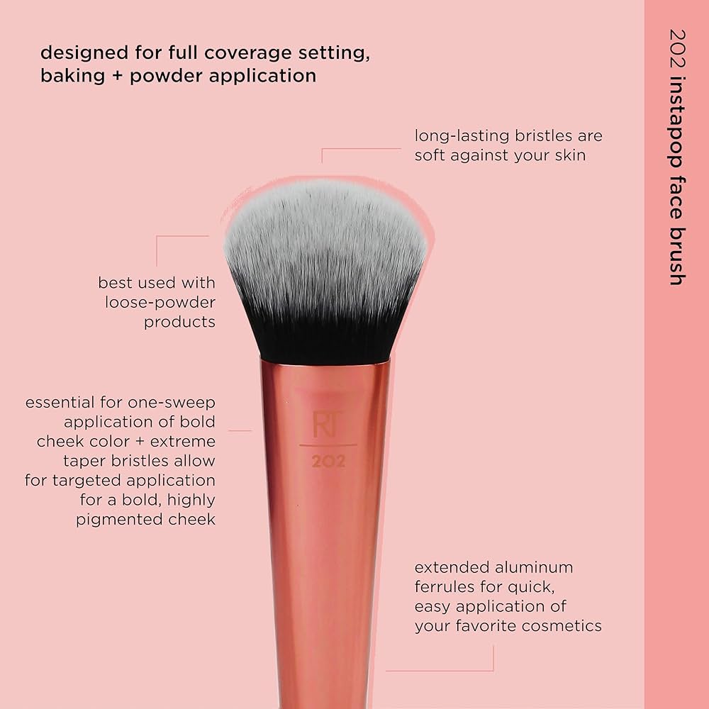 Real technique instapop brush with box| Rt 202 ideal for all types of powders application