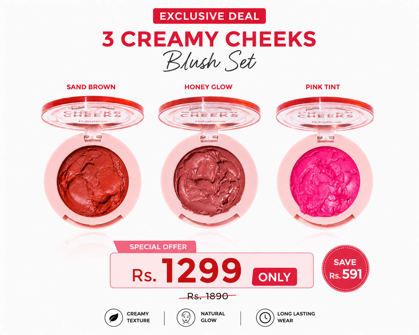 Ruby Rose Deal of 3 Cream Blushes