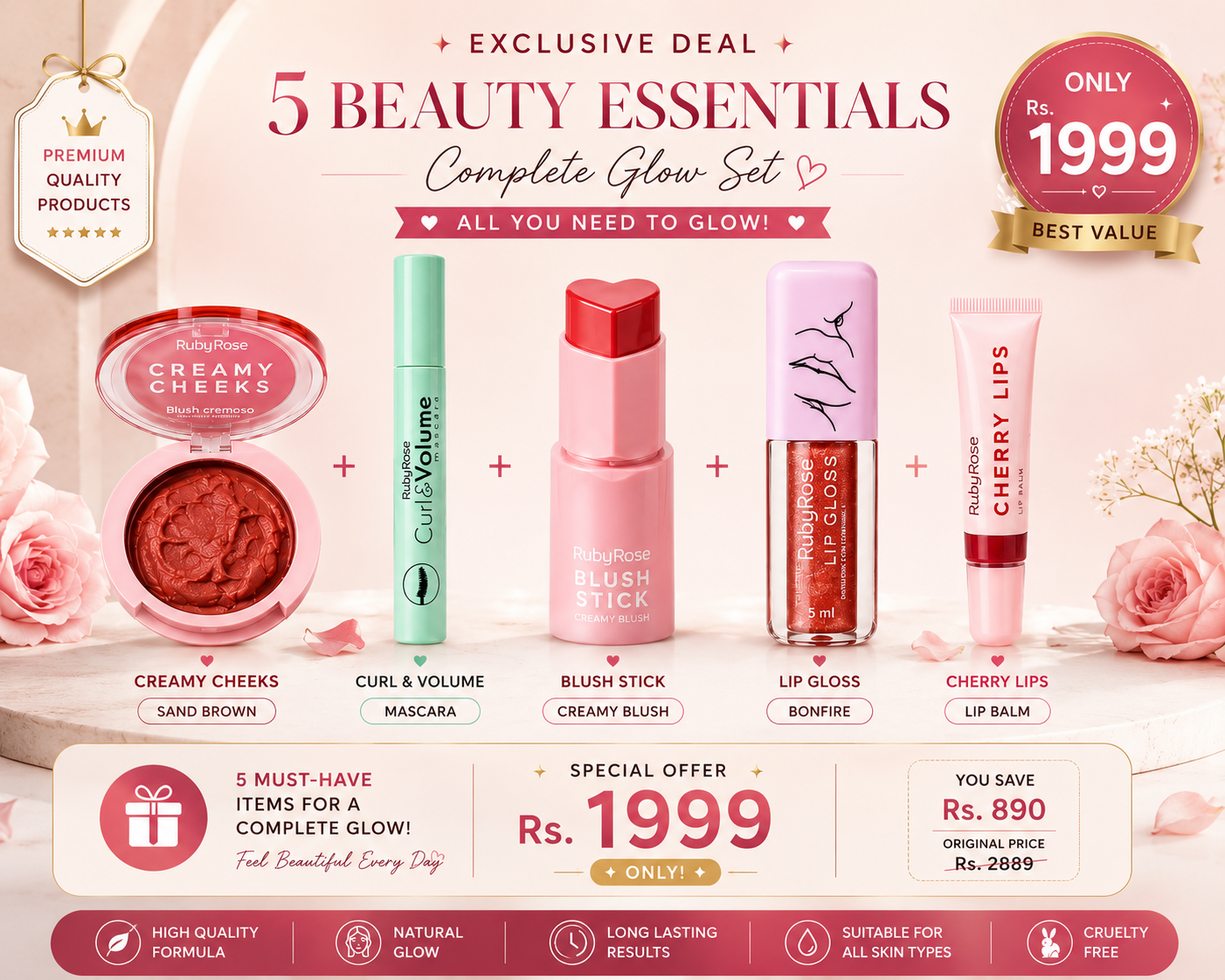 Deal of 5 Beauty Essentials🎀|03