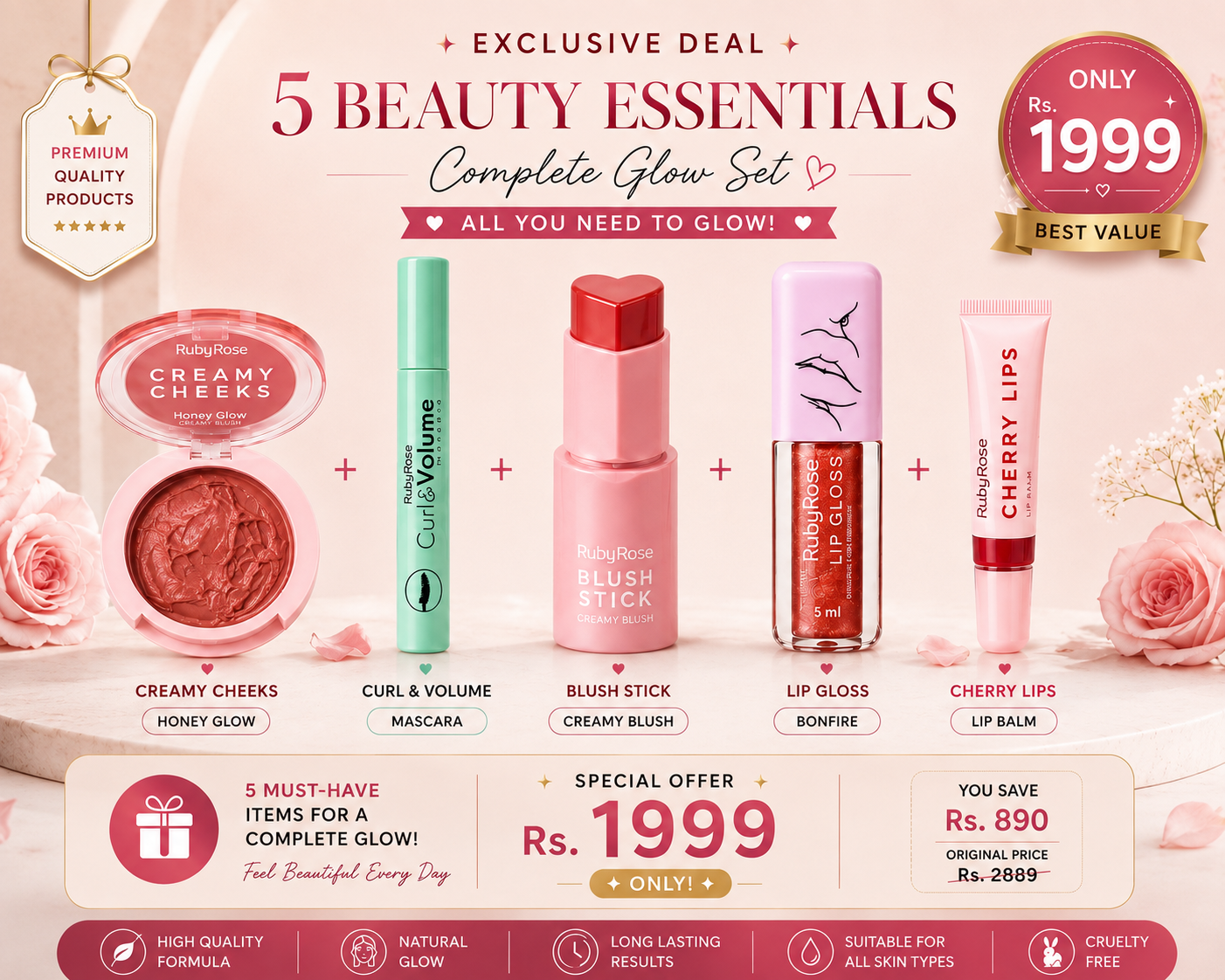 Deal of 5 Beauty Essentials🎀|01